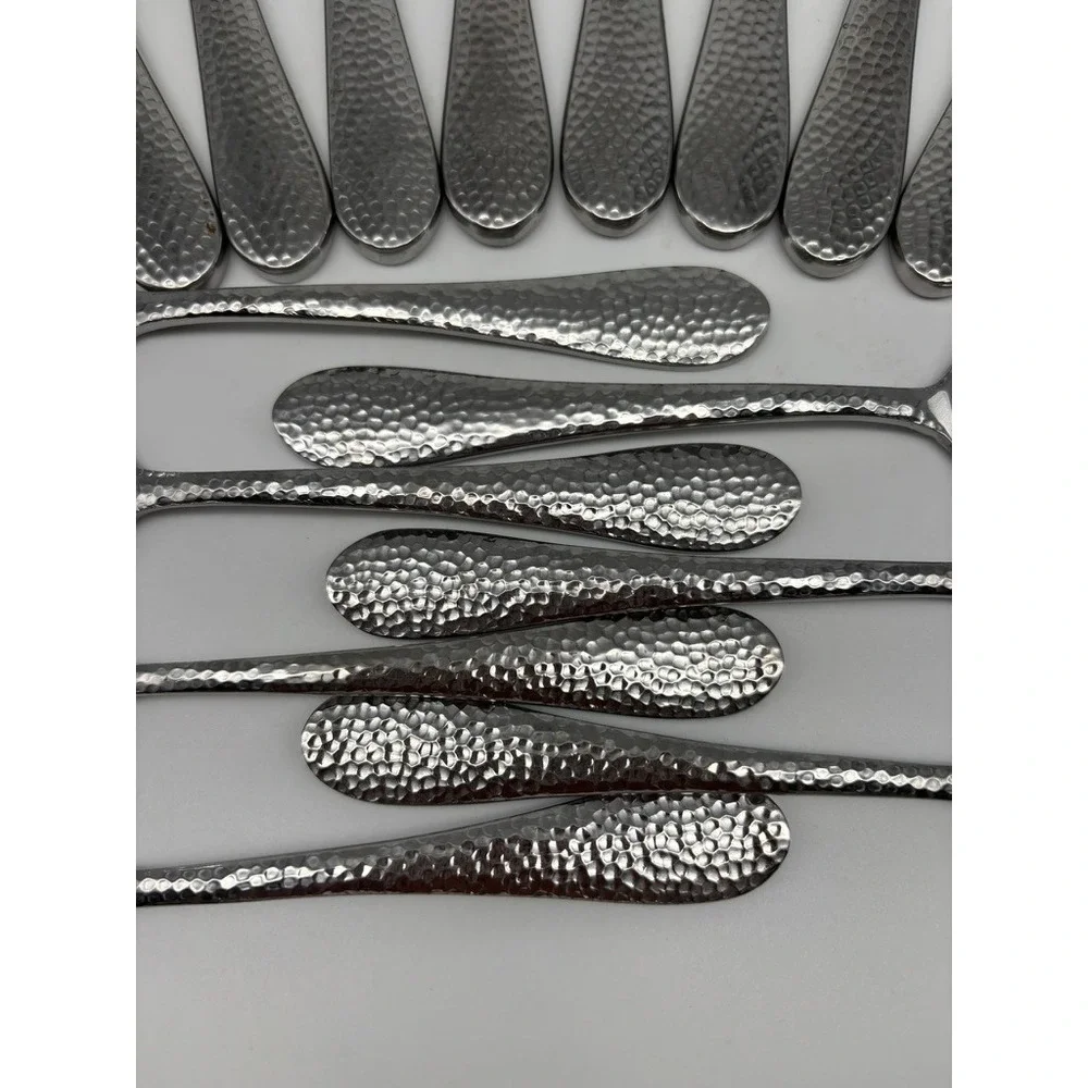 Oneida Tibet Flatware 15pc Silver Hammered Texture Stainless Steel Knives Spoon